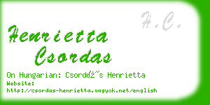 henrietta csordas business card